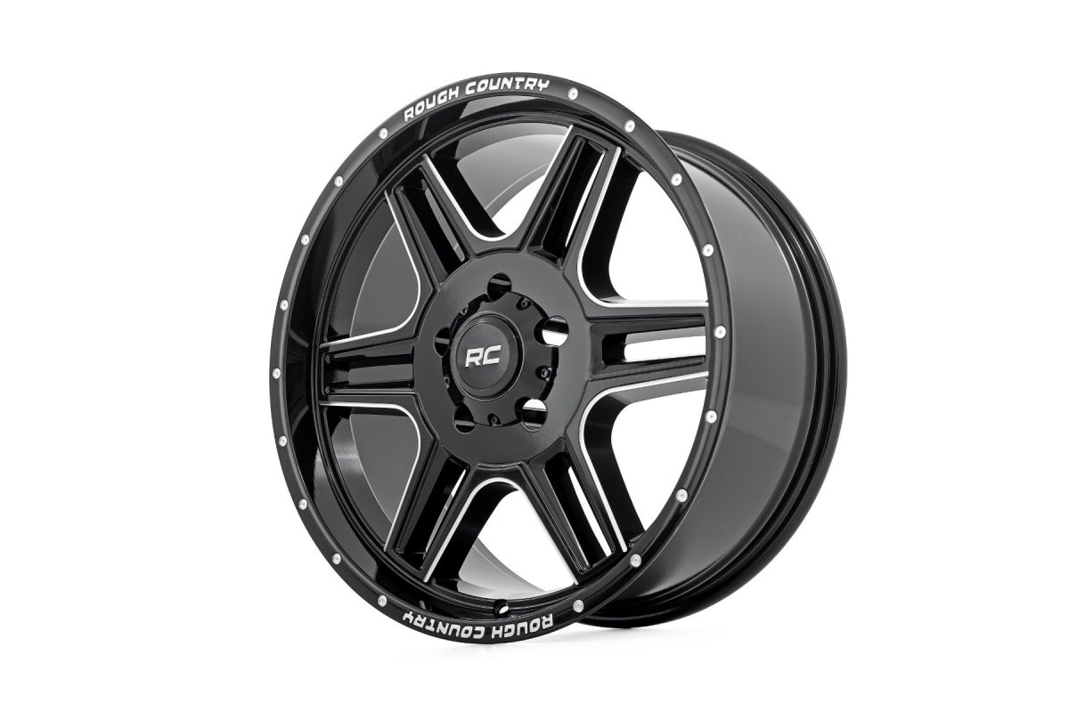 Toyota FJ Cruiser Wheel - Rough Country - 92 Series - Gloss Black w/Milled Accents - 2WD - '07-'09